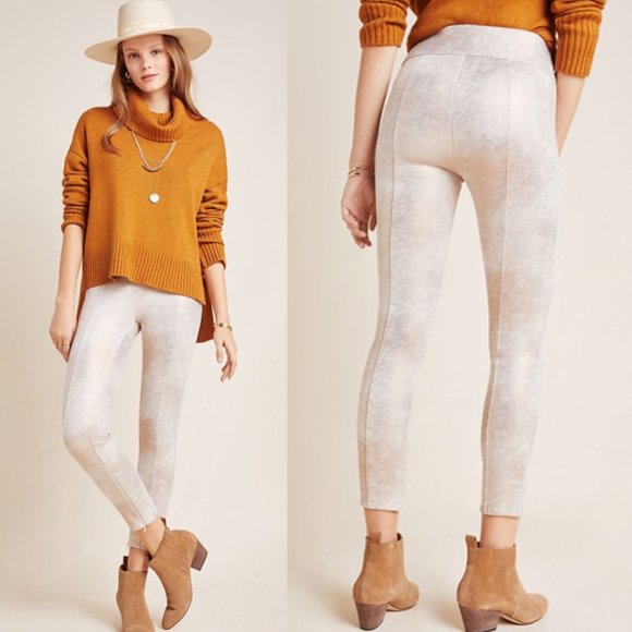 Anthropologie Sueded Metallic Leggings - Picture 1 of 6